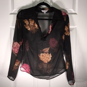 Allen By ABS Floral Print Sheer Blouse
